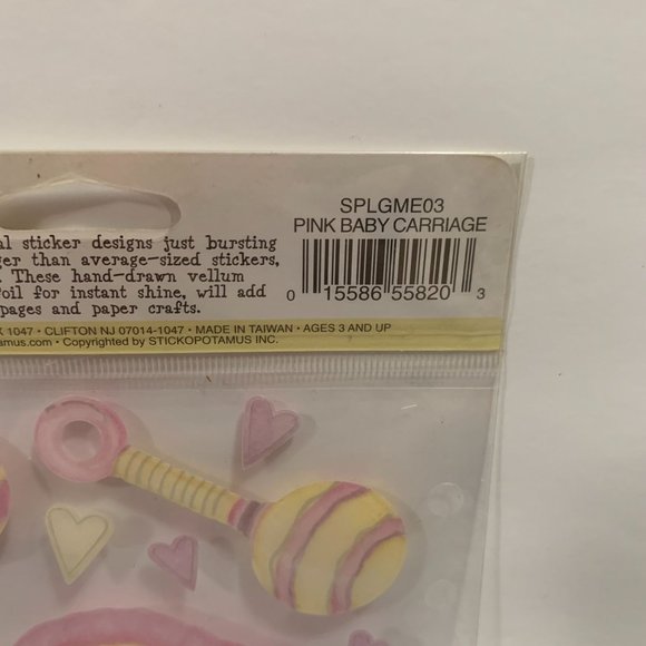 EKSuccess Sticko Tiny Giants Vellum Sticker Pink Baby Carriage Scrapbooking Stic - Picture 5 of 6